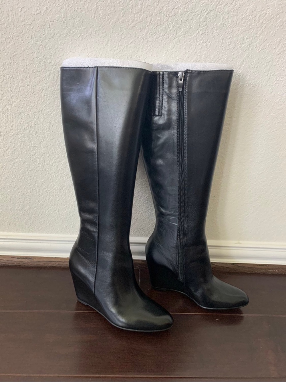 Via Spiga Black Knee-High Wedge Boots